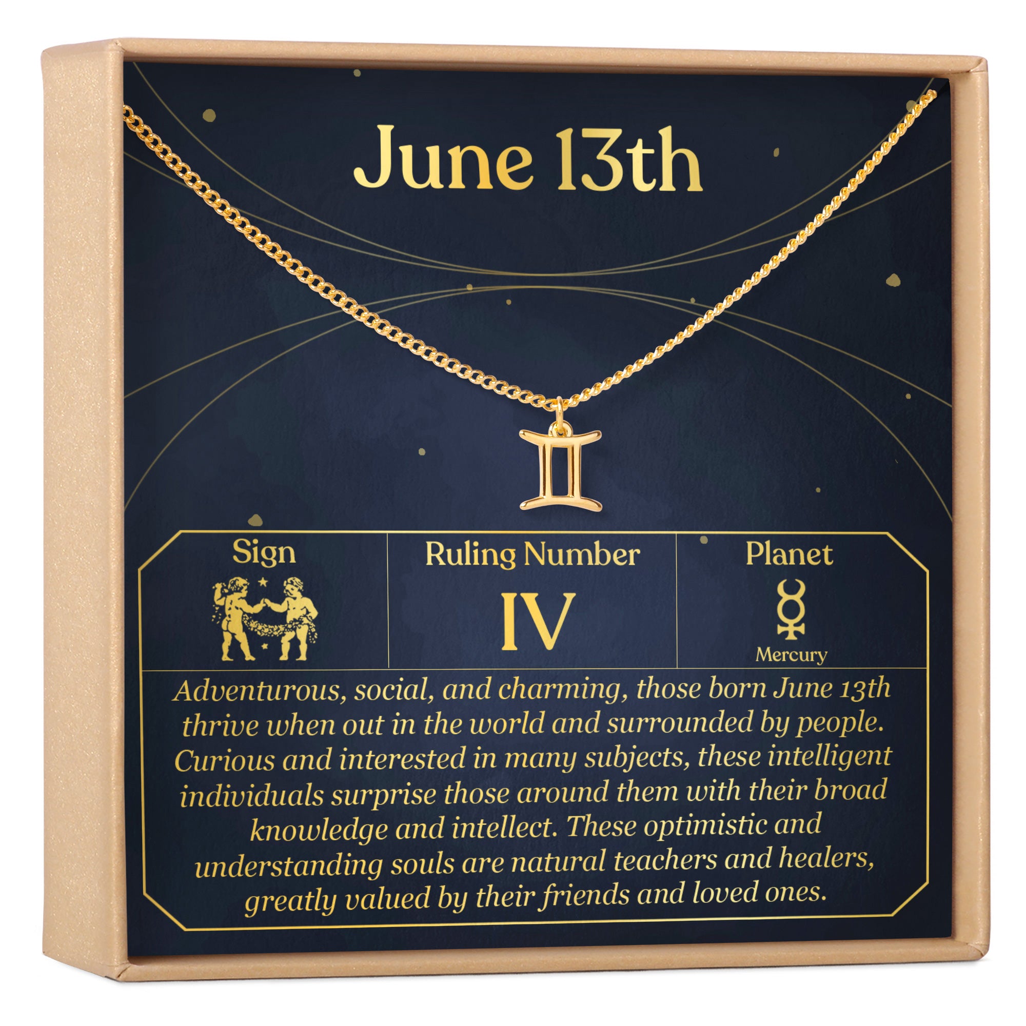 June 13th Necklace Present for Birthday, Celebration, Gift for Her, Gemini - Dear Ava